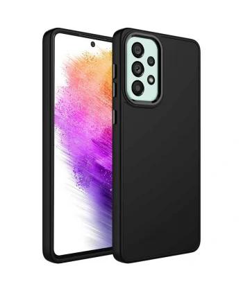 Samsung A23 Kılıf Metal Çerçeve ve Buton Tasarımlı Silikon Luna Kapak