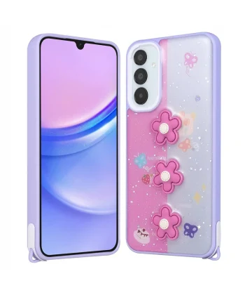 Samsung A24 Kılıf Parlayan Simli Kabartma Figürlü Cevze Kapak