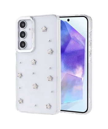 Galaxy A35 Kılıf Airbag Tasarımlı Simli Şeffaf Zore Kutup Kapak