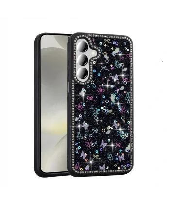 Samsung A55 Kılıf Taşlı ve Simli Tasarım Azra Kapak