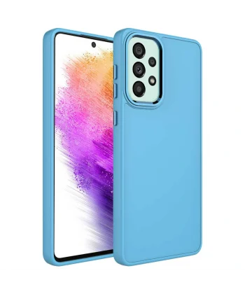 Samsung A73 Kılıf Metal Çerçeve ve Buton Tasarımlı Silikon Luna Kapak