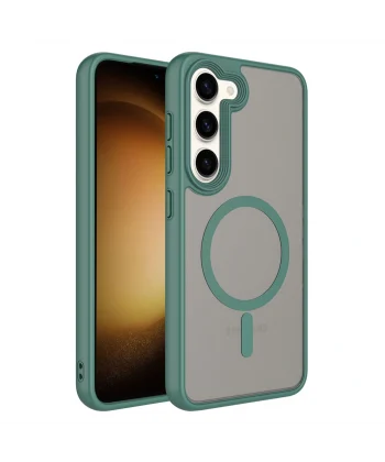 Samsung S23 Kılıf Mat Arka Yüzey Wireless Şarj Özellikli Flet M-safe Kapak