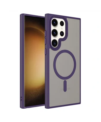 Samsung S23 Ultra Kılıf Mat Arka Yüzey Wireless Şarj Özellikli Flet M-safe Kapak