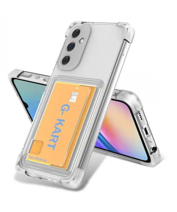 Samsung S24 FE Kılıf Airbag Tasarımlı Şeffaf Kartlıklı G-Kart Kapak