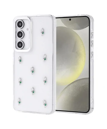 Galaxy S24 FE Kılıf Airbag Tasarımlı Simli Şeffaf Zore Kutup Kapak