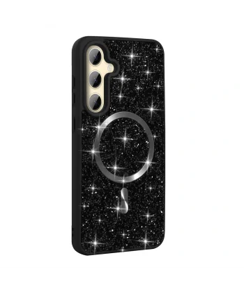 Galaxy S24 FE Kılıf Pırlanta Tasarımlı M-safe Şarj Özellikli Zore Mozaik Silikon Kapak