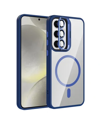 Samsung S24 FE Kılıf Standlı ve Kamera Lens Hediyeli M-Safe Şarj Özellikli Etro Kapak