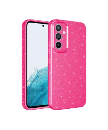 Samsung S24 Kılıf Kamera Korumalı Simli Lüks Koton Kapak