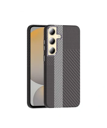 Samsung S24 Kılıf M-safe Şarj Özellikli Karbon Fiber Görünümlü Gros Kapak
