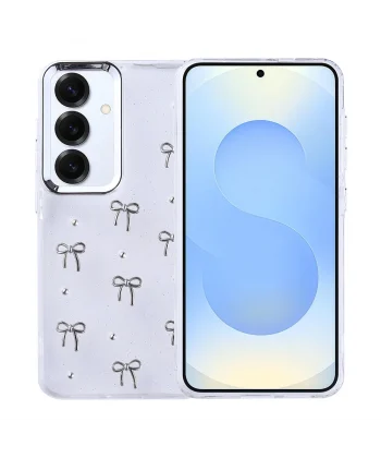 Samsung S24 Plus Kılıf Airbag Tasarımlı Simli Şeffaf Kutup Kapak