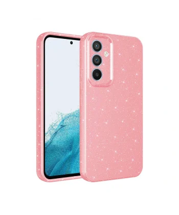 Samsung S24 Plus Kılıf Kamera Korumalı Simli Lüks Koton Kapak