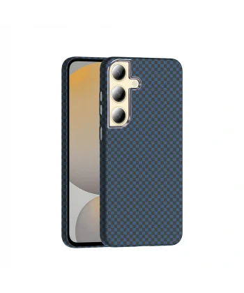 Samsung S24 Plus Kılıf M-safe Şarj Özellikli Karbon Fiber Görünümlü Gros Kapak