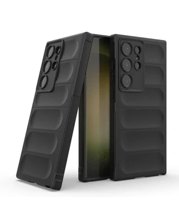 Samsung S24 Ultra Kılıf Esnek TPU Oyuklu Arka Yüzey Tasarımlı Etnik Silikon Kapak