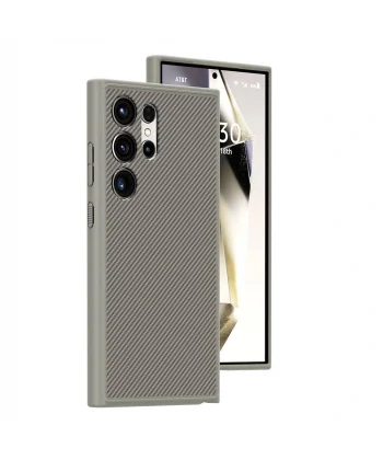 Samsung S24 Ultra Kılıf M-safe Şarj Özellikli Karbon Fiber Görünümlü T-Karbon Kapak