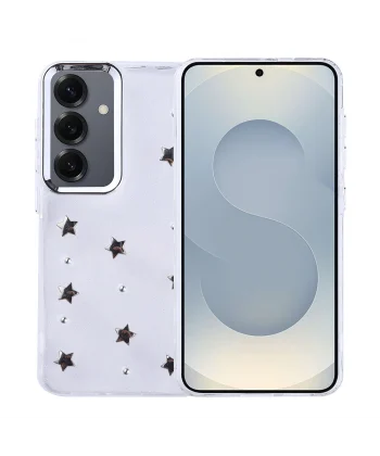 Samsung S25 Kılıf Airbag Tasarımlı Simli Şeffaf Kutup Kapak