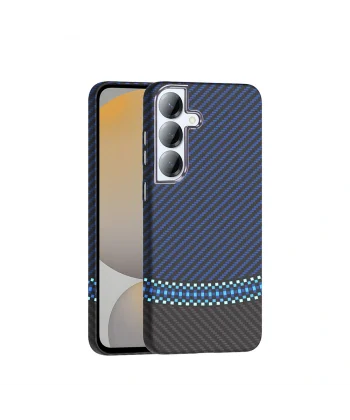 Samsung S25 Kılıf M-safe Şarj Özellikli Karbon Fiber Görünümlü Gros Kapak