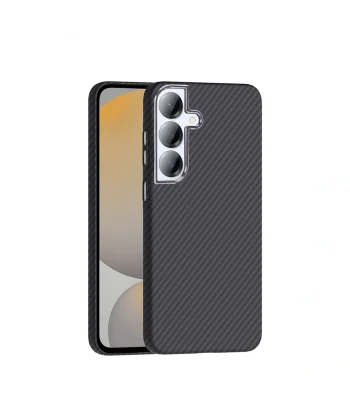 Samsung S25 Plus Kılıf M-safe Şarj Özellikli Karbon Fiber Görünümlü Gros Kapak