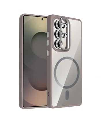 Samsung S25 Ultra Kılıf Standlı ve Kamera Lens Hediyeli M-Safe Şarj Özellikli Etro Kapak
