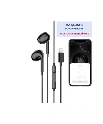 İphone 14/13/12/11/Xs/X/7/8 Serileri Uyumlu Iphone Kablolu Kulaklık Konnektörlü (TAK ÇALIŞTIR)