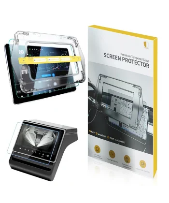 Tesla Yeni Model Y 2in1 Araç Multimedya Ekran Koruyucu Uygulama Aparatlı Premium Temperli Cam Ekran Koruyucu