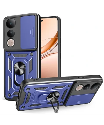 Vivo V50 Lite 4G Kılıf Magnetik Standlı Kamera Korumalı Sürgülü Vega Kapak