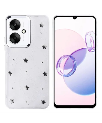 Xiaomi Poco C65 Kılıf Airbag Tasarımlı Simli Şeffaf Kutup Kapak