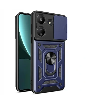 Xiaomi Poco C65 Kılıf Magnetik Standlı Kamera Korumalı Sürgülü Vega Kapak