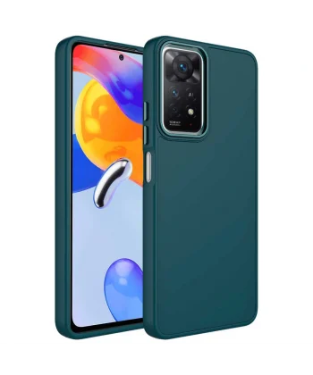 Xiaomi Redmi Note 11 Pro 5G Kılıf Metal Çerçeve ve Buton Tasarımlı Silikon Luna Kapak