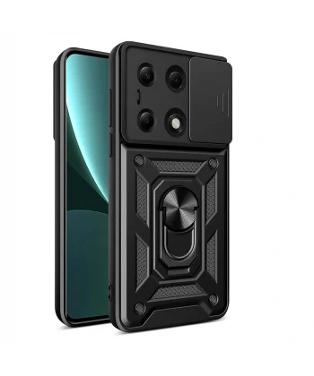 Xiaomi Redmi Note 13 Pro 4G Kılıf Magnetik Standlı Kamera Korumalı Sürgülü Vega Kapak