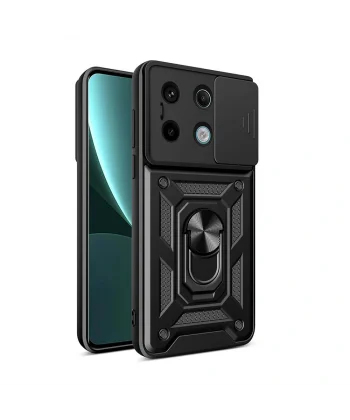 Xiaomi Redmi Note 13 Pro 5G Kılıf Magnetik Standlı Kamera Korumalı Sürgülü Vega Kapak