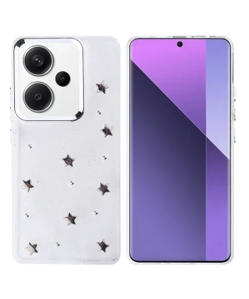 Xiaomi Redmi Note 13 Pro Plus 5G Kılıf Airbag Tasarımlı Simli Şeffaf Kutup Kapak
