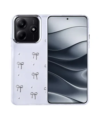 Xiaomi Redmi Note 14 4G Kılıf Airbag Tasarımlı Simli Şeffaf Kutup Kapak