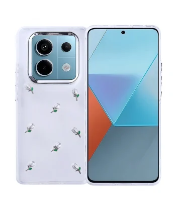 Xiaomi Redmi Note 14 Pro 4G Kılıf Airbag Tasarımlı Simli Şeffaf Kutup Kapak