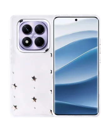 Xiaomi Redmi Note 14 Pro Plus Kılıf Airbag Tasarımlı Simli Şeffaf Kutup Kapak