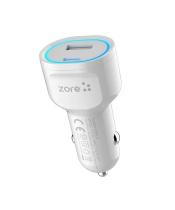 CC-02 Hızlı Şarj Özellikli LED Işıklı QC 3.0 USB-A ve Type-C PD Araç Şarj Başlığı PD 20W