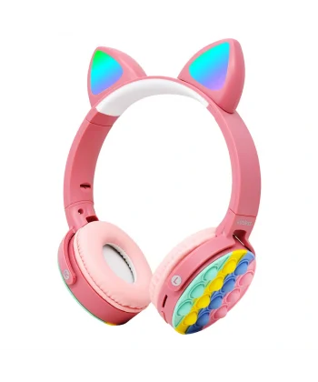 CXT-950 RGB Led Işıklı Kedi Kulağı Band Tasarımı Ayarlanabilir Katlanabilir Kulak Üstü Bluetooth Kulaklık