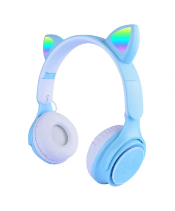 M6 Pro Cat RGB Led Işıklı Kedi Kulağı Band Tasarımlı Ayarlanabilir ve Katlanabilir Kulak Üstü Bluetooth Kulaklık