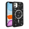 iPhone 11 Kılıf Pırlanta Tasarımlı M-safe Şarj Özellikli Mozaik Silikon Kapak