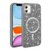 iPhone 11 Kılıf Pırlanta Tasarımlı M-safe Şarj Özellikli Mozaik Silikon Kapak