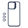 iPhone 15 Pro Kılıf Kamera Lens Korumalı Standlı Klon Lensli Kapak