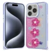 iPhone 15 Pro Kılıf Parlayan Simli Kabartma Figürlü Cevze Kapak