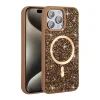 iPhone 15 Pro Kılıf Pırlanta Tasarımlı M-safe Şarj Özellikli Mozaik Silikon Kapak