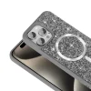 iPhone 15 Pro Kılıf Pırlanta Tasarımlı M-safe Şarj Özellikli Mozaik Silikon Kapak