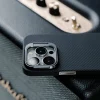 iPhone 15 Pro Max Kılıf M-safe Şarj Özellikli 600D Krek Karbon Standlı Kapak