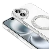 iPhone 16 Kılıf Pırlanta Taş Tasarımlı M-safe Şarj Özellikli Karetta Silikon Kapak
