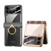 Samsung Z Flip 4 Kılıf  Kıpta Yüzüklü Lens Korumalı Kapak