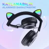 M6 Pro Cat RGB Led Işıklı Kedi Kulağı Band Tasarımlı Ayarlanabilir ve Katlanabilir Kulak Üstü Bluetooth Kulaklık