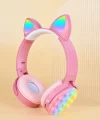 CXT-950 RGB Led Işıklı Kedi Kulağı Band Tasarımı Ayarlanabilir Katlanabilir Kulak Üstü Bluetooth Kulaklık
