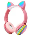 CXT-950 RGB Led Işıklı Kedi Kulağı Band Tasarımı Ayarlanabilir Katlanabilir Kulak Üstü Bluetooth Kulaklık