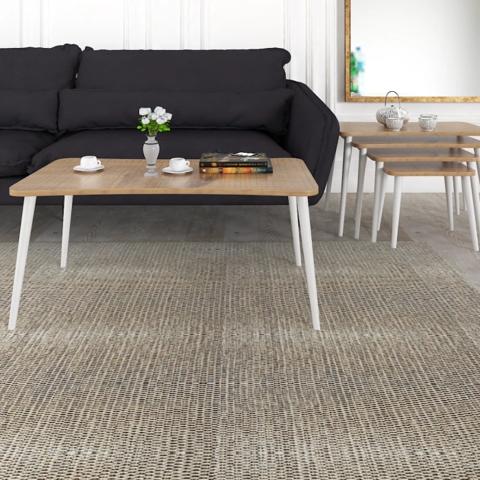 Alanur 5li Orta Sehpa Ve Zigon Sehpa Ahşap Ayaklı Çay Kahve Sehpası Xl Salon Seti – Ceviz